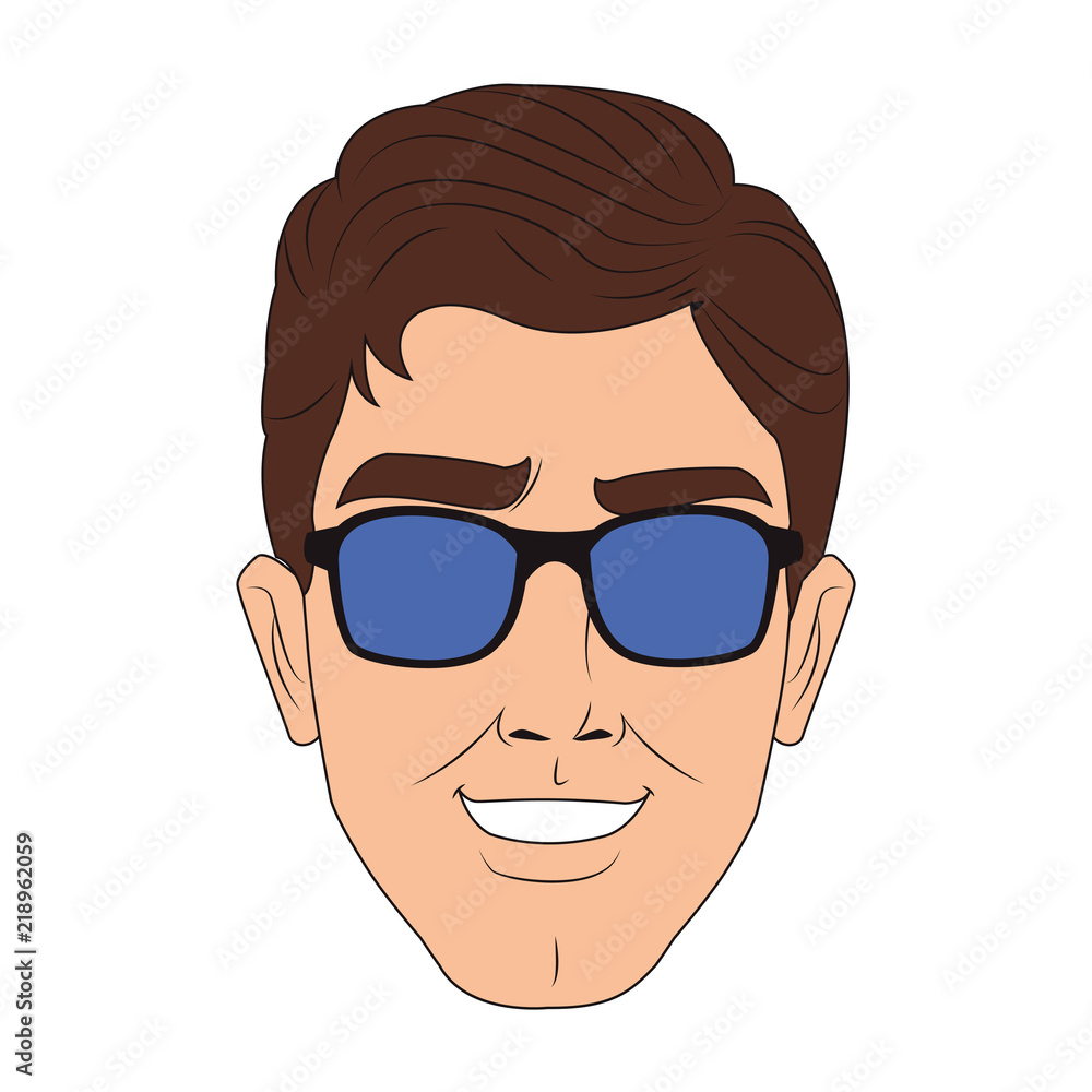 Man face with sunglasses pop art cartoon vector illustration graphic design Man face with sunglasses pop art cartoon vector illustration graphic design