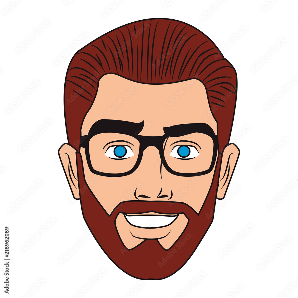 Man face with glasses and beard pop art cartoon vector illustration graphic  design Stock Vector | Adobe Stock