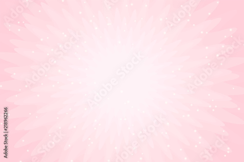 Vector pink background with lights. Wallpaper for little princess party invitation card. Girlish pink blank backdrop. Abstract modern pattern with sunburst ray. White sun flare beam. Blush rose color