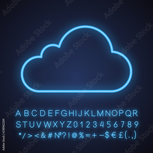 Cloud computing neon light icon