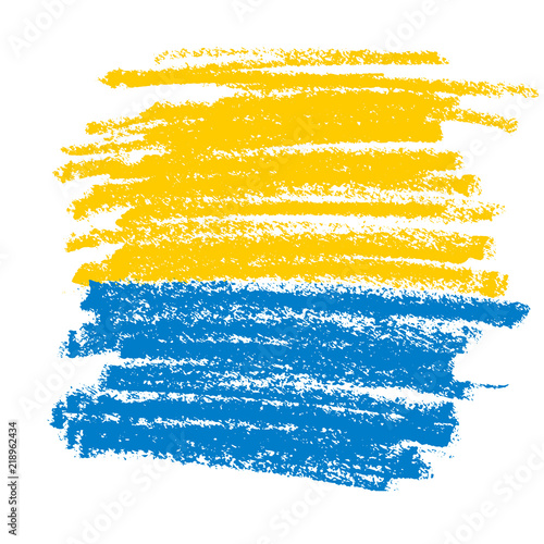 Yellow and blue pencil text...