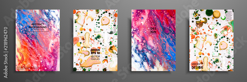 Mixture of acrylic paints. Liquid marble texture. Fluid art. Applicable for design cover, presentation, invitation, flyer, annual report, poster and business card, desing packaging. Modern artwork.