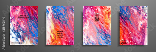 Mixture of acrylic paints. Liquid marble texture. Fluid art. Applicable for design cover, presentation, invitation, flyer, annual report, poster and business card, desing packaging. Modern artwork.