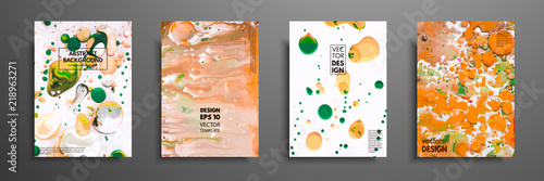 Hand drawn collection of card made by acrylic homemade texture. Liquid colorful texture. Fluid art. Abstract painting templates. Design for banner, poster, cover, invitation, placard, brochure, flyer