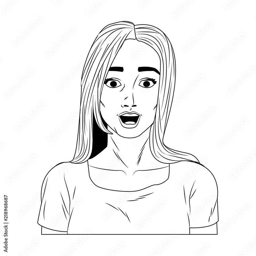 Woman surpised profile pop art cartoon vector illustration graphic design Woman surpised profile pop art cartoon vector illustration graphic design