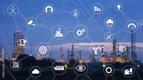  Industry icon pattern on industry background.