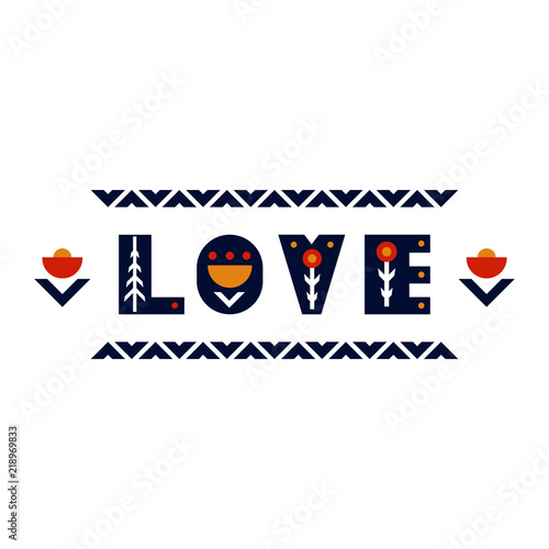 Folk art pattern in Scandinavian, Nordic style