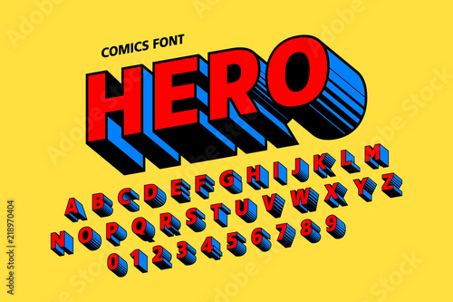 Comics style font design, alphabet letters and numbers