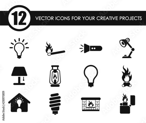 light vector icons for your creative ideas