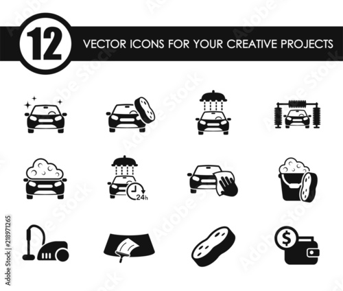 car wash vector icons for your creative ideas