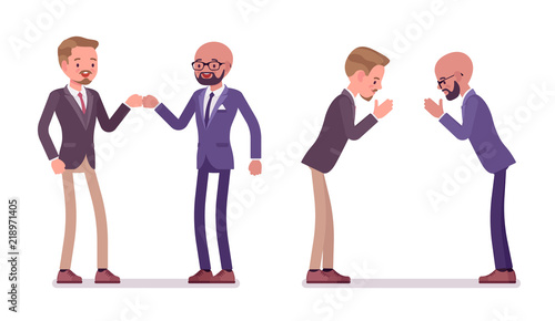 Male partners greeting