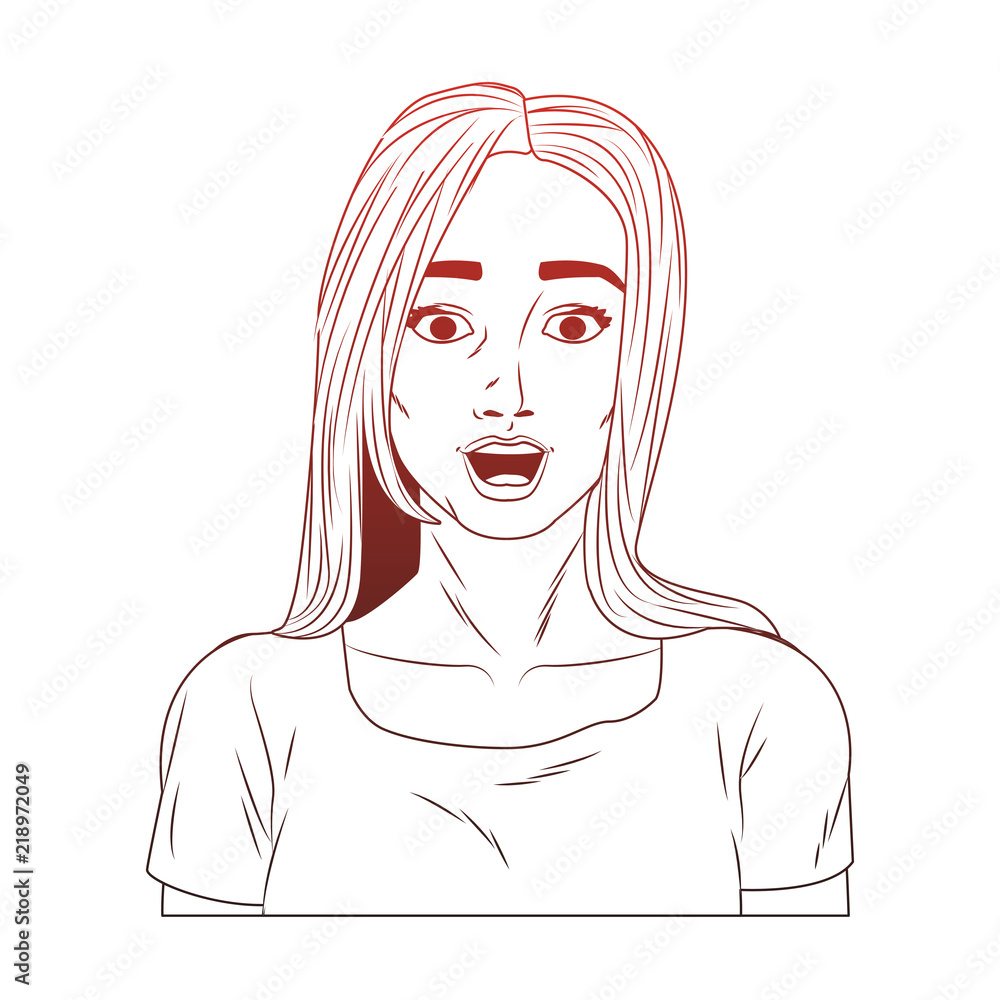 Woman surpised profile pop art cartoon vector illustration graphic design Woman surpised profile pop art cartoon vector illustration graphic design