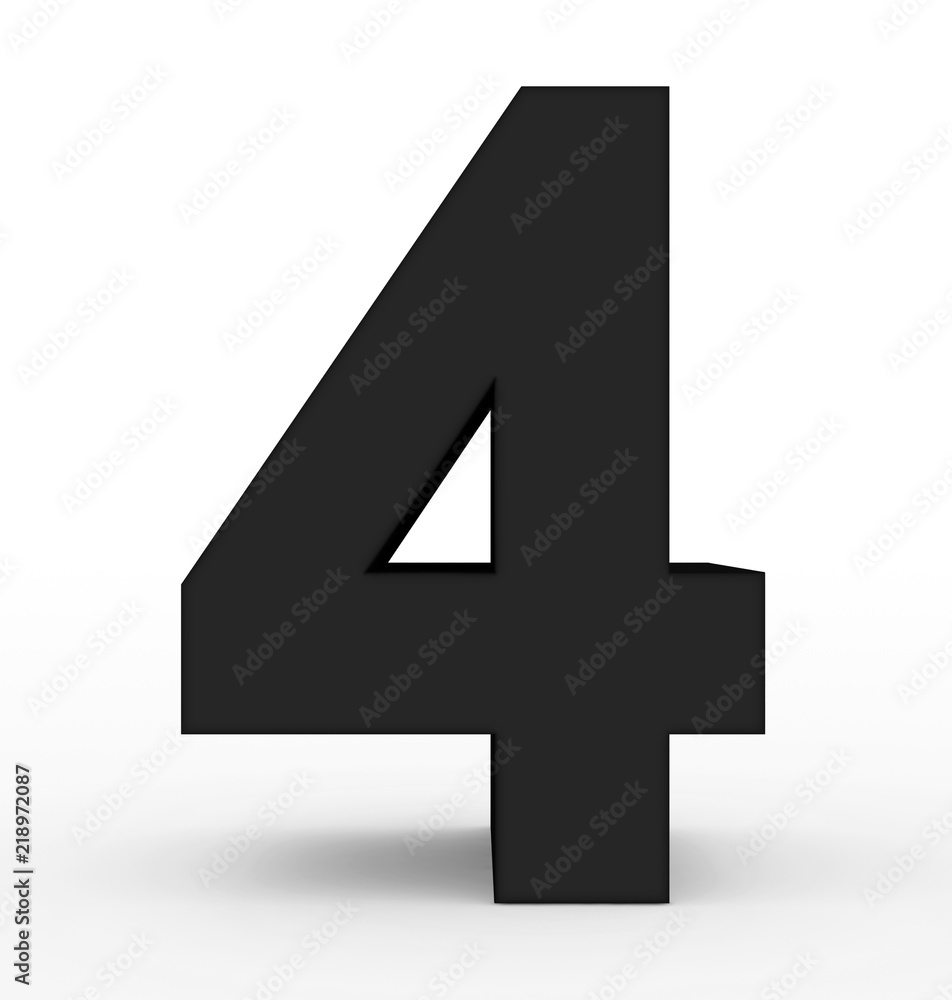 number 4 3d clean black isolated on white number 4 3d clean black isolated on white
