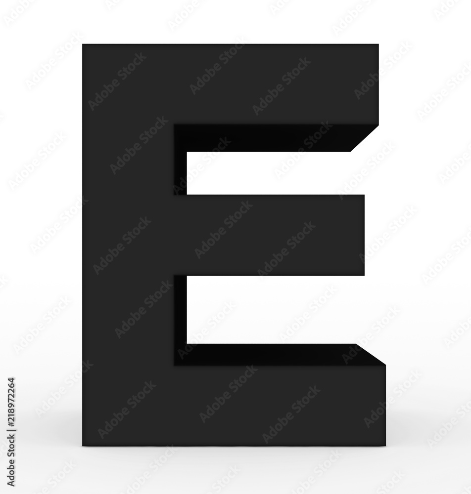 letter E 3d black isolated on white letter E 3d black isolated on white