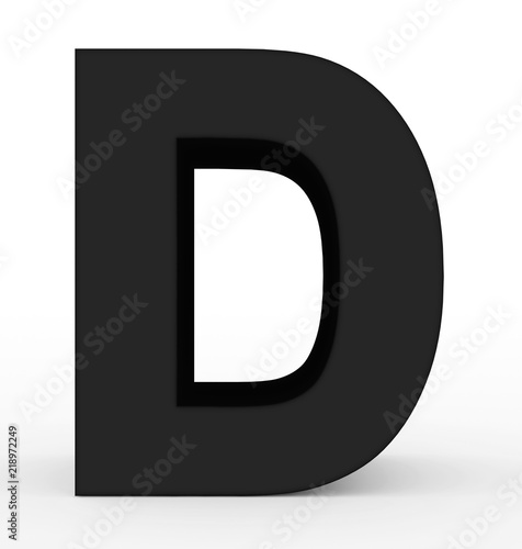 letter D 3d black isolated on white