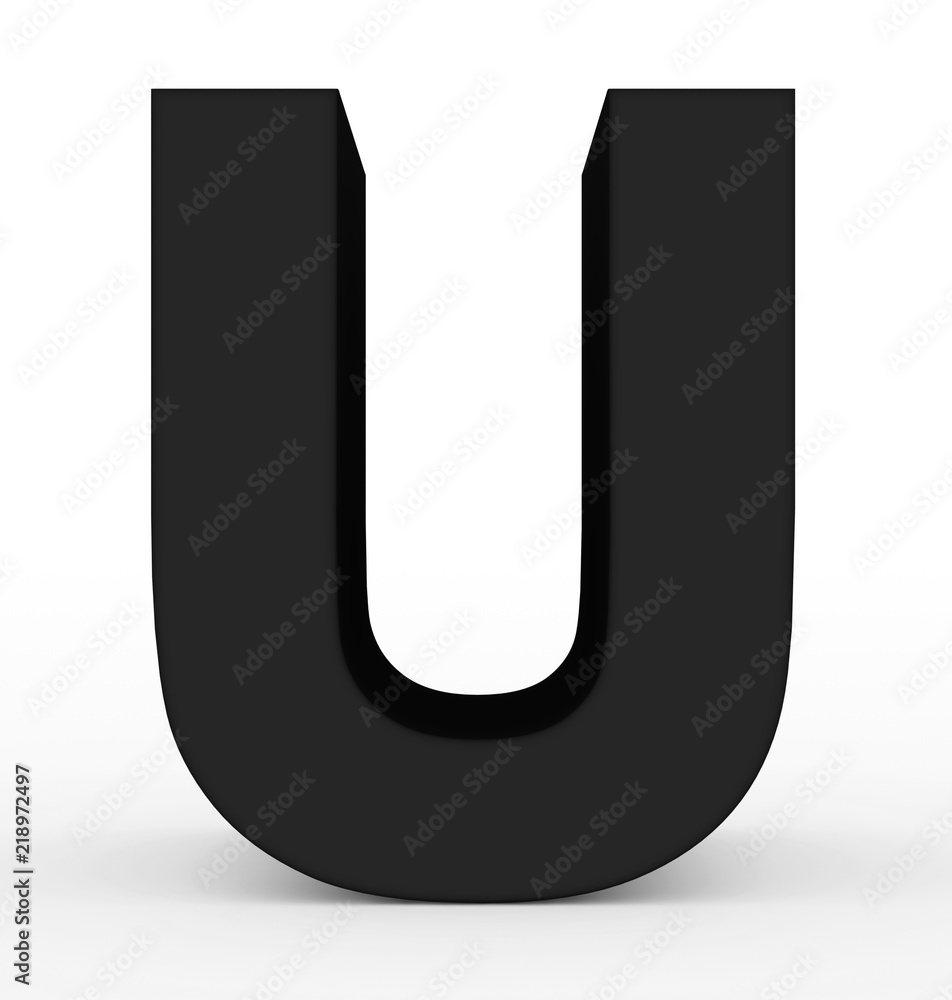 letter U 3d black isolated on white letter U 3d black isolated on white