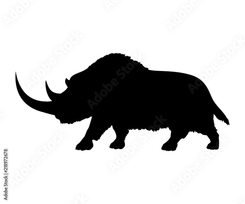 Woolly rhinoceros silhouette extinct mammalian animal