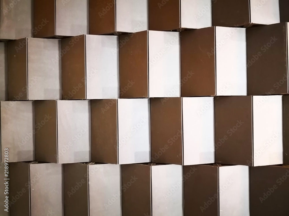 Home decoration concept and abstract background made with golden and white blocks, are lined up as wall. Copy space. Home decoration concept and abstract background made with golden and white blocks, are lined up as wall. Copy space.