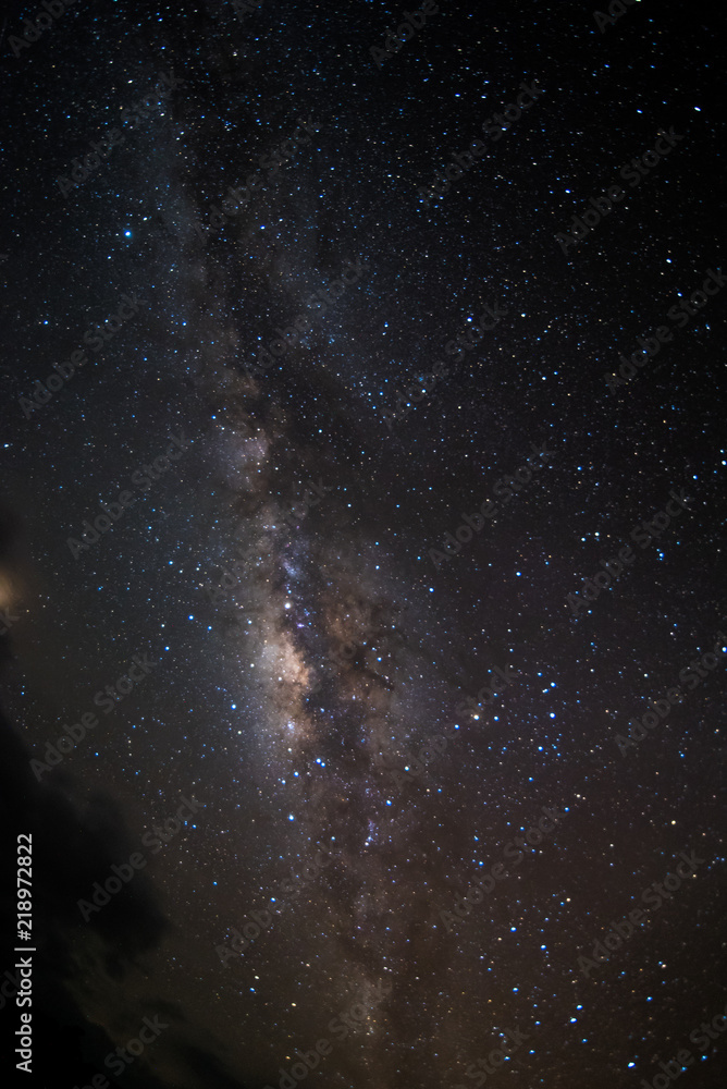 Fototapeta premium Night sky stars with milky way on mountain background