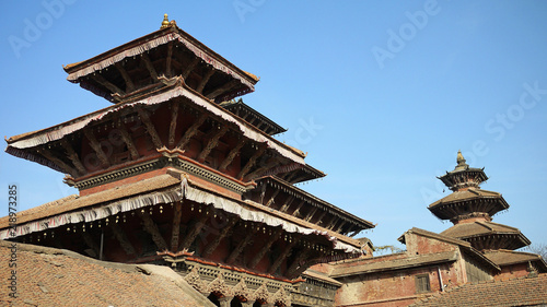 nepal cityscape ancient building with the blue sky background in patan the great historic area with heritage