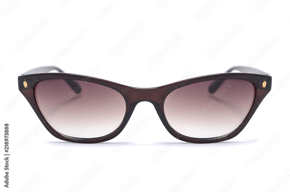 women's sunglasses with brown glass isolated on white