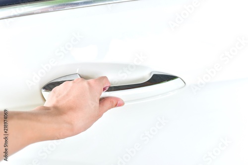 Hand Holding a Car Keyless Door Handle