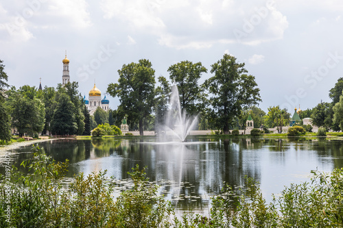 Monastery pond  near The Nikolo-Ugreshsky Monastery, a stauropegic Russian Orthodox monastery of St. Nicholas the Miracle-Worker located in a suburb of Moscow, Russia photo