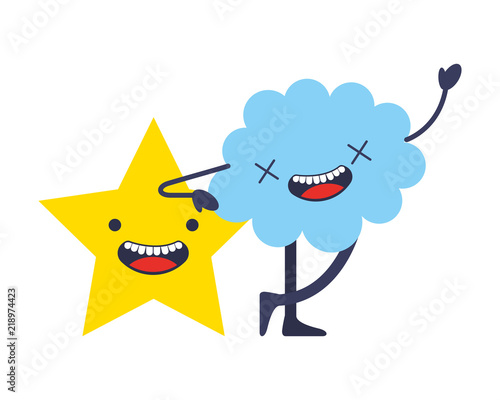 cute cloud and star kawaii characters