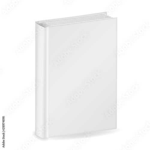 Blank vertical cover of the book. Isolated on white background. 3D Mockup to display your design. Vector