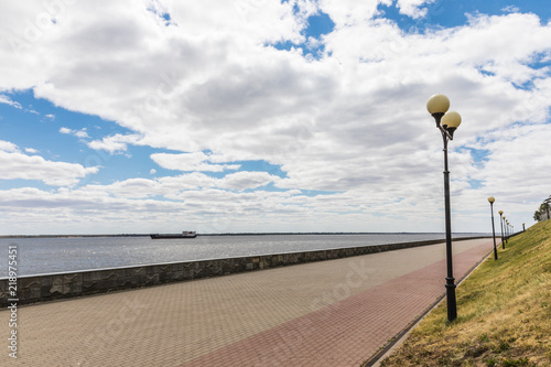 Volga embankment in Kamyshin, Russia photo