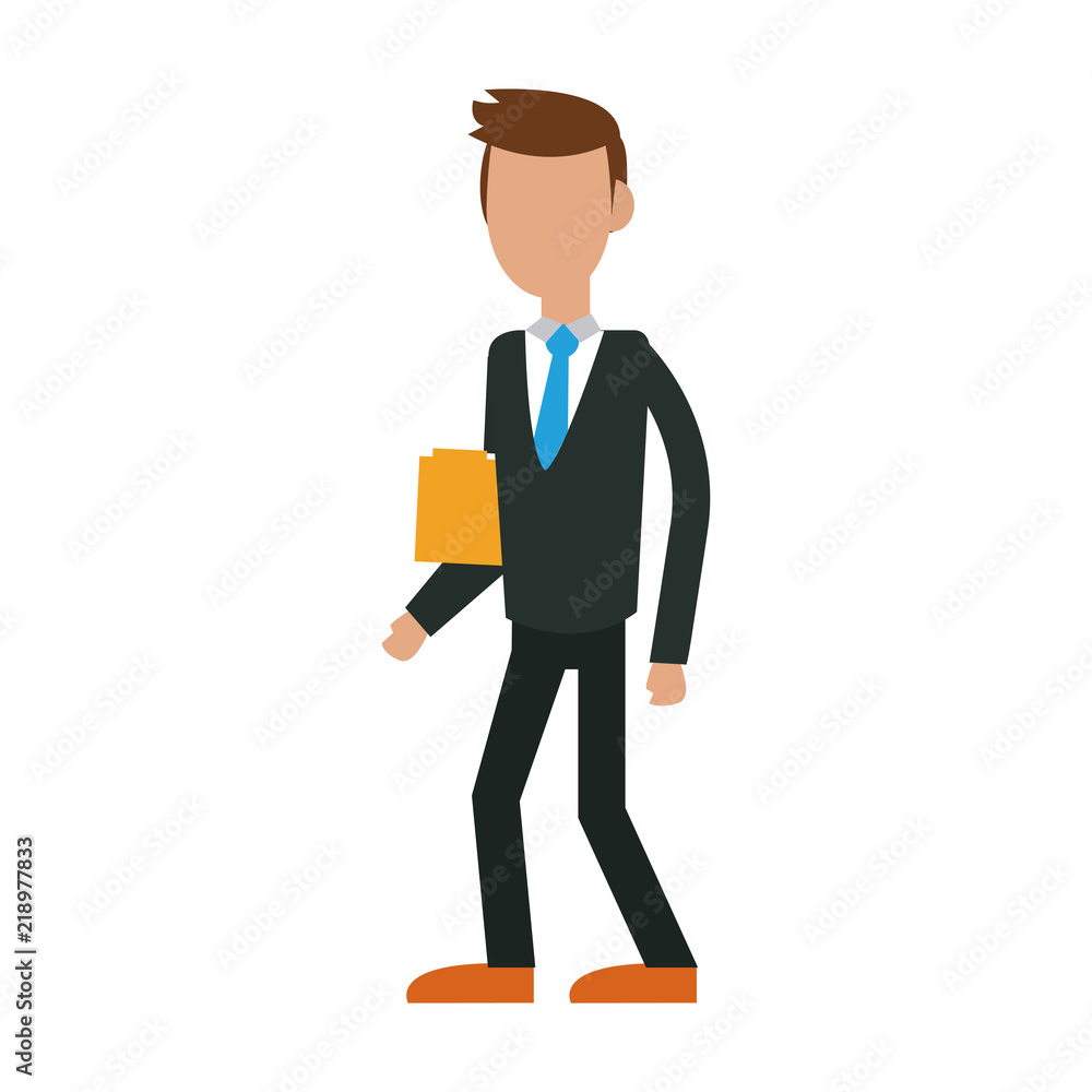 Businessman avatar holding document vector illustration graphic design