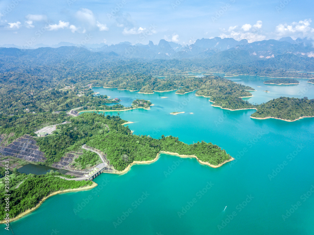 Aerial view of beautiful high mountains and blue sea, it’s a spectacular place to visit. The most beautiful scenery you will see for travel and vacation.