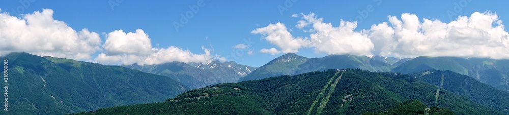 Beautiful mountain views with large clouds in Sochi Beautiful mountain views with large clouds in Sochi