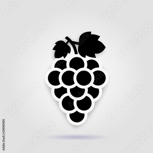 Grape icon food fuits on a gray background