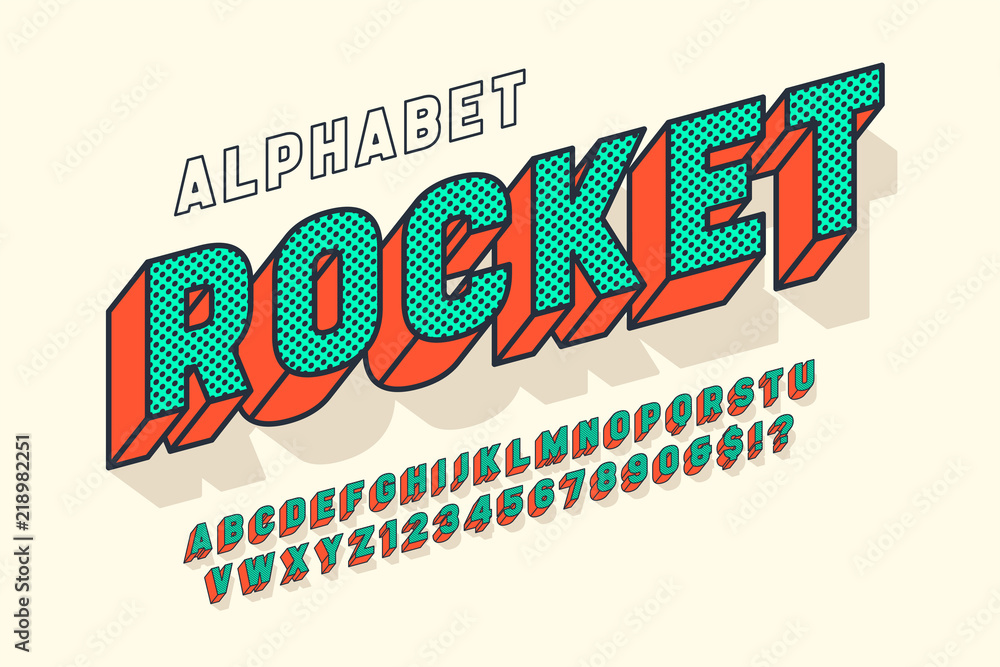Photo & Art Print Comic 3d display font design, alphabet, letters and ...