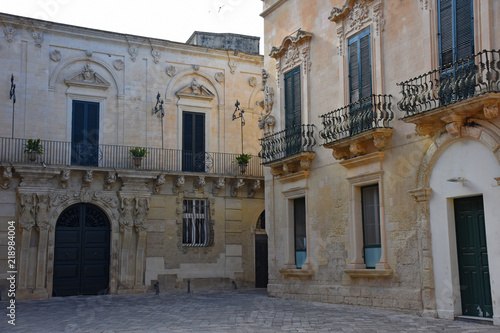 Italy, Lecce, ancient buildings and streets of the old town, views and details, doors, windows and various architectures. © benny