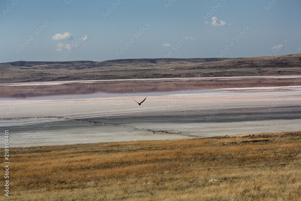 View of the salt lake Chokrak. Crimea View of the salt lake Chokrak. Crimea