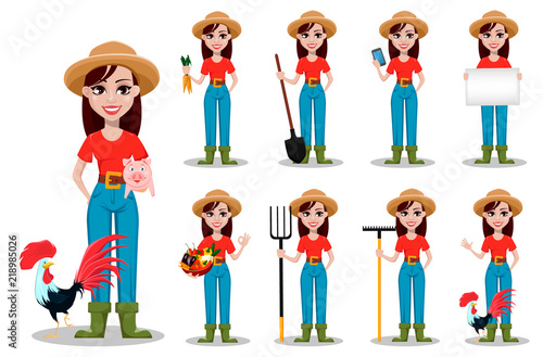 Female farmer cartoon character
