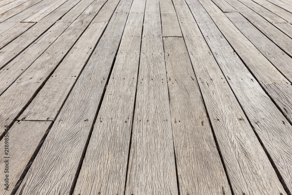 Old weathered wooden deck floor perspective Old weathered wooden deck floor perspective