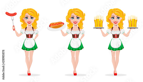 Oktoberfest, beer festival. Sexy redhead girl