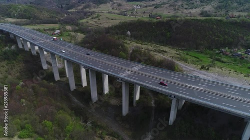 Aerial view of highway, motorway bridge in central Croatia