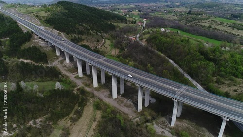 Aerial view of highway, motorway bridge in central Croatia