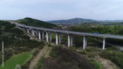Aerial view of highway, motorway bridge in central Croatia