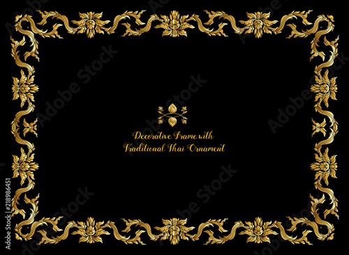 Frame with gold decorative elements of traditional Thai ornament