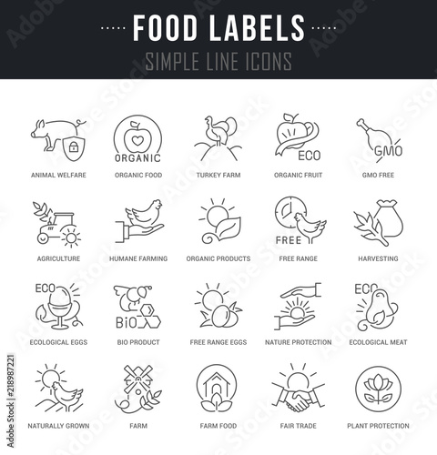 Set Vector Line Icons of Food Labels.