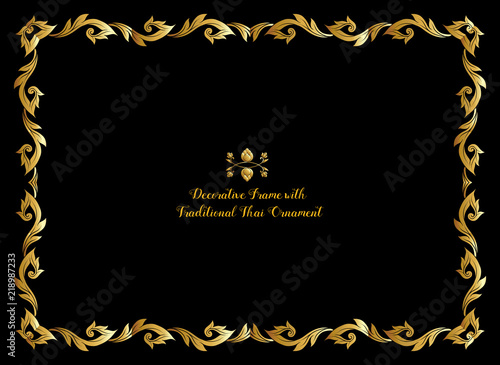 Frame with gold decorative elements of traditional Thai ornament