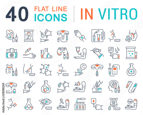 Set Vector Line Icons of In Vitro