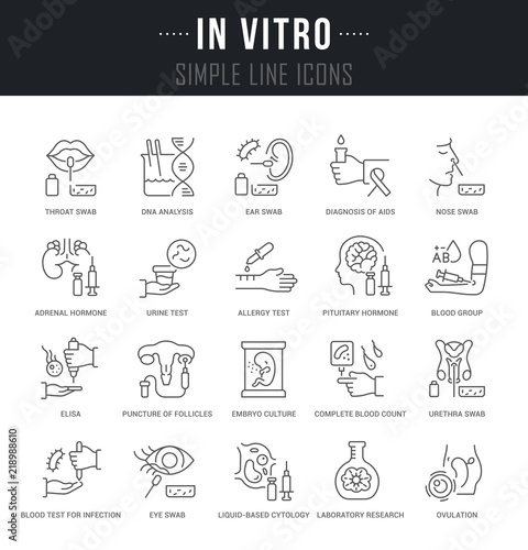 Set Vector Line Icons of In Vitro.