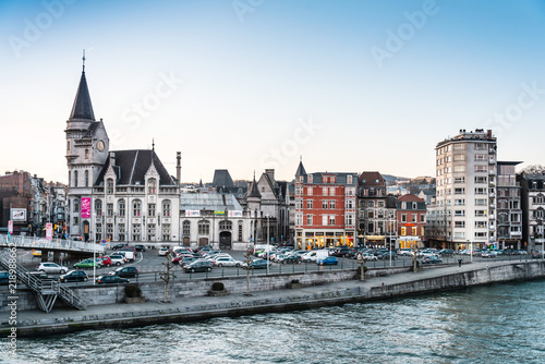 LIEGE, BELGIUM - February 24, 2018: Street view of downtown in Liege city, Belgium