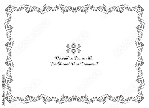 Frame with decorative elements of traditional Thai ornament. Sto